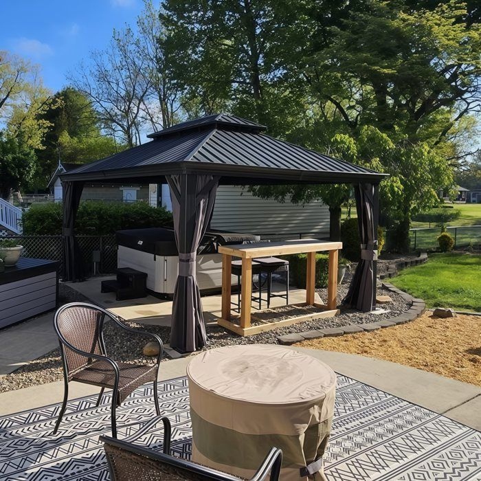 403 Gazebo Purple Leaf de Jardin Extérieur 4,6 x 4 M – Image 1