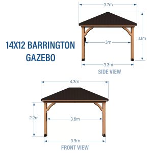 Gazebo en bois Backyard Discovery Barrington de 4,3 x 3,7 m (14 pi x 12 pi) avec toit pointu en acier galvanisé – Bild 3