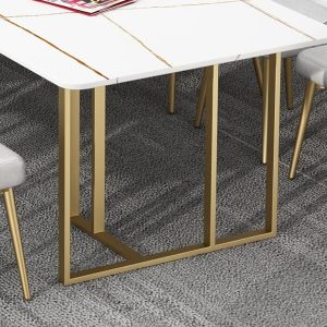 Table de réunion rectangulaire en pierre frittée Bureau à domicile Bureau d'écriture de luxe – Bild 4