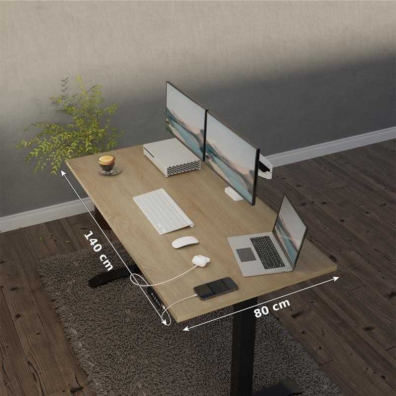 electric-desk-with-height-adjust (1) Bureau debout en bois naturel | Bureau en chêne blanc | OAKO Denmark 140 x 80 cm / Noir – Bild 1