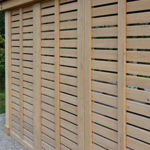 Gazebo en cèdre Yardistry de 3,7 m x 3,7 m (12 pi x 12 pi) avec double mur d'intimité et toit en aluminium - Afbeelding 4