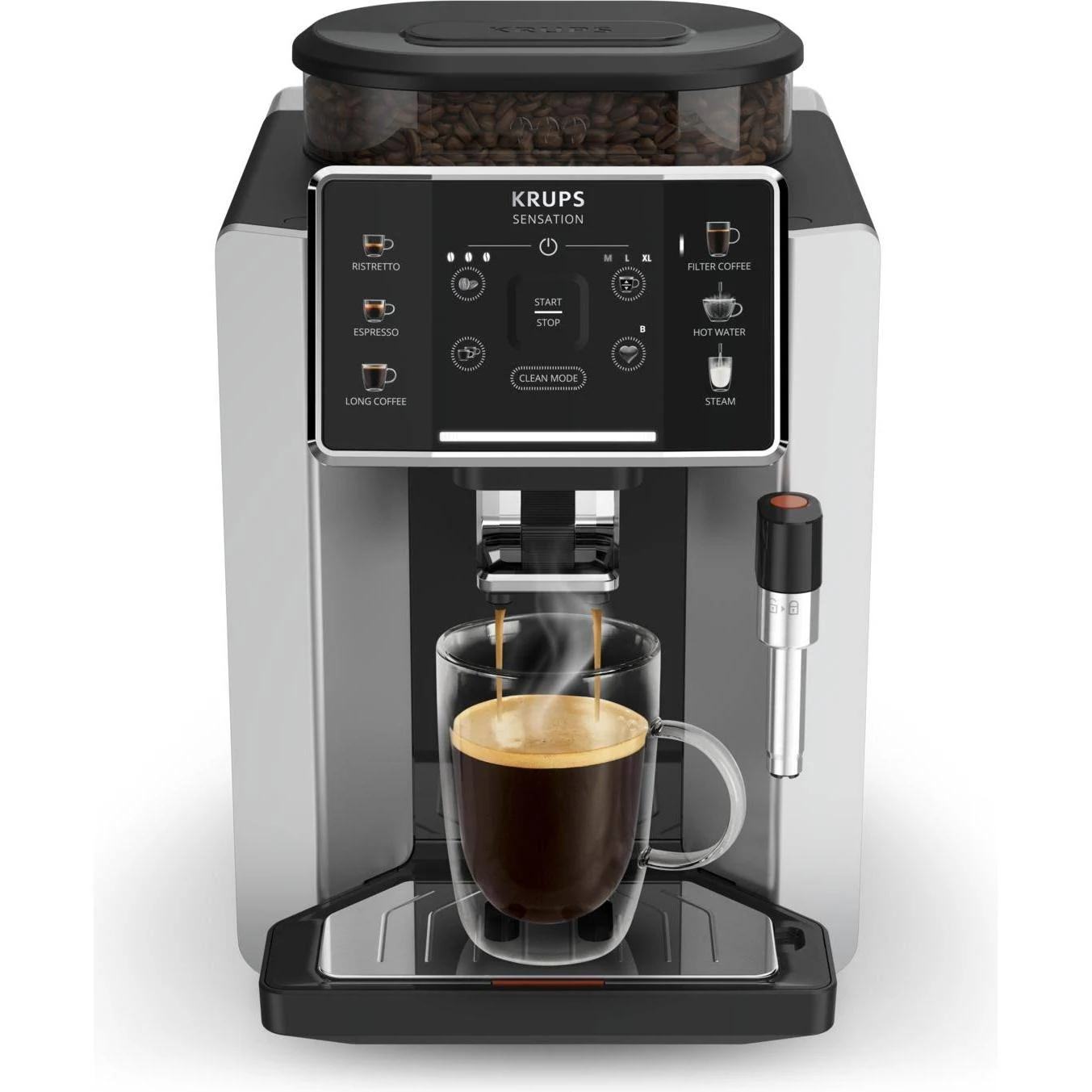 shopping (60) Expresso broyeur Krups EA910E10 Sensation silver - Afbeelding 1