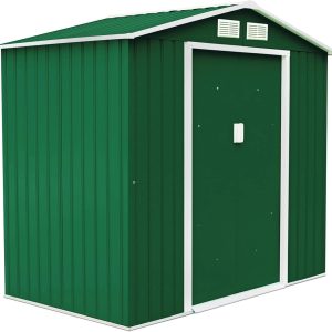 Cobertizo con techo a dos aguas - acero, cimentación incluida, 214 x 130 x 185 cm