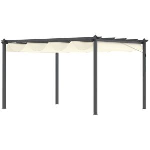Pérgola Outsunny 396x296x220 cm crema