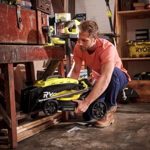 Ryobi Olm1833b 18v One+ accu grasmaaier 33cm 35lt mulchen 25-65mm – Bild 4