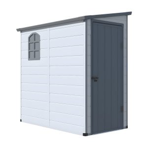 Vente-unique Tuinschuur van grijze en antracietkleurige hars