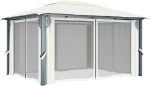 Cenador con cortina color crema aluminio 400x300 cm Vidaxl – Image 5