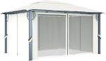Cenador con cortina color crema aluminio 400x300 cm Vidaxl – Image 6