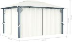 Cenador con cortina color crema aluminio 400x300 cm Vidaxl – Image 4