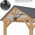 Gardiun Pérgola de Jardín Fénix 12 m2 300x401x282 cm Madera Laminada | Postes de 14x14 cm | Cubierta de Acero | Fijación Incluida