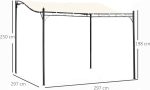 Outsunny Cenador de Jardín 3x3 m Pérgola con Toldo y 16 Orificios de Drenaje para Patio Terraza Metal y Poliéster 180 g/m² Resistente Crema - Image 6