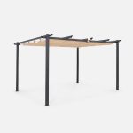 Gazebo con techo de lamas 3x4 m Tejido color crema y aluminio – Bild 2