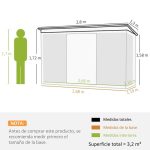 Caseta de Jardín OUTSUNNY Acero Galvanizado Verde Oscuro 280x130x172 cm - Afbeelding 3