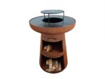 Barbacoa redonda con plancha de acero redonda y grill en acero corten EFP55RCO Purline - Imagen 4