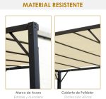 Pérgola Outsunny 295x295x226 cm crema - Afbeelding 5