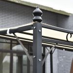 Outsunny Cenador de Jardín 3x3 m Pérgola con Toldo y 16 Orificios de Drenaje para Patio Terraza Metal y Poliéster 180 g/m² Resistente Crema - Image 2