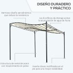 Outsunny Cenador de Jardín 3x3 m Pérgola con Toldo y 16 Orificios de Drenaje para Patio Terraza Metal y Poliéster 180 g/m² Resistente Crema - Image 3