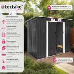 Tectake® Cobertizo Jardín Metálico, Caseta Jardin Exterior, Almacenaje Herramientas Jardín, Bicicletas, Armario Jardin Exterior Metálico, Puerta Corredera, Seguridad Candado - Gris/Blanco – Image 3