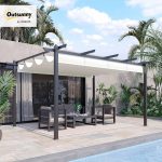 Outsunny Cenador Pérgola de Jardín 3x4 m con Toldo en Poliéster - Image 7