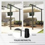 Outsunny Cenador Pérgola de Jardín 3x4 m con Toldo en Poliéster - Image 6