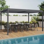 Pérgola con lamas orientables en gris antracita - IDMarket – Image 6