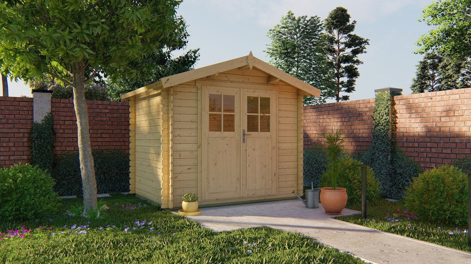 blokhut-robert-200x260cm-vuren Tuindeco Blokhut Robert 260x200 cm – Bild 1