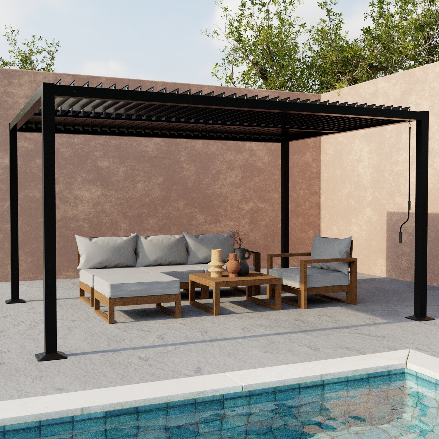 c9c55d6b-c6e7-4384-92ee-6c956910b7bb Outsunny Pérgola 3x4 m bioclimática cenador con lamas orientables – Image 1