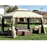 CENADOR aluminio 3 x 4 SAHARA aventura con láminas laterales y mosquitera superior PVC
