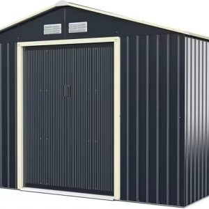 Cobertizo metálico para herramientas (277 x 191 x 202 cm), con cerradura, 4 rejillas de