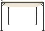 Cenador con techo de lamas 3x3 m Tejido color crema y aluminio - Image 2
